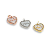 Shiny Enamel Heart Shaped Mama Pendant-DIY Jewelry Making Accessories   14x14mm