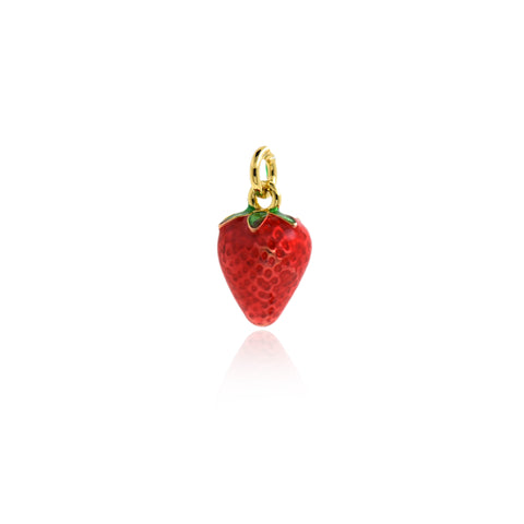 Shiny Enamel Strawberry Pendant-DIY Jewelry Making Accessories   7x11mm
