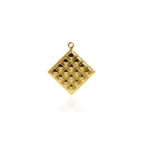 Shiny Square Waffle Pendant-DIY Jewelry Making Accessories   22x22mm