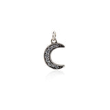 Shiny Micropavé Moon Pendant-DIY Jewelry Making Accessories   13x9mm