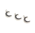 Shiny Micropavé Moon Pendant-DIY Jewelry Making Accessories   13x9mm
