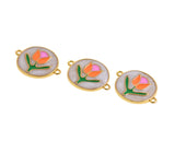 Shiny Enamel Flower Connector-DIY Jewelry Making Accessories    20x15mm