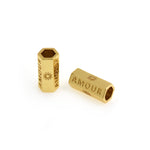 18K Gold Hexagon Spacer Beads DIY Minimalist Jewelry Making Supplies 22x10.5mm