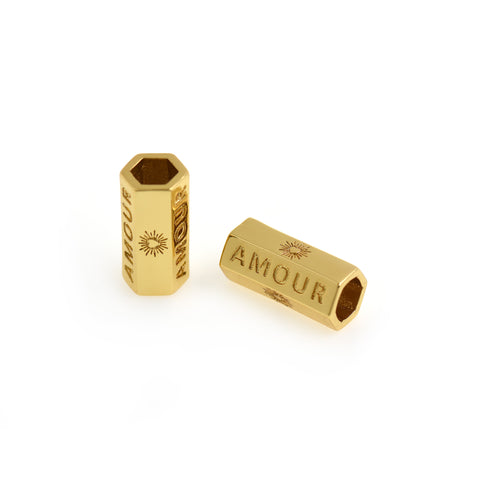 18K Gold Hexagon Spacer Beads DIY Minimalist Jewelry Making Supplies 22x10.5mm