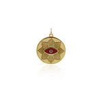 Shiny Minimalist Heart-Shaped Enamel Evil Eye Pendant-DIY Jewelry Making Accessories   21mm