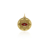 Shiny Minimalist Heart-Shaped Enamel Evil Eye Pendant-DIY Jewelry Making Accessories   21mm