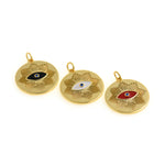 Shiny Minimalist Heart-Shaped Enamel Evil Eye Pendant-DIY Jewelry Making Accessories   21mm