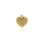 Shiny Minimalist Heart Shaped Waffle Pendant-DIY Jewelry Making Accessories   18x16mm