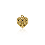 Shiny Minimalist Heart Shaped Waffle Pendant-DIY Jewelry Making Accessories   18x16mm