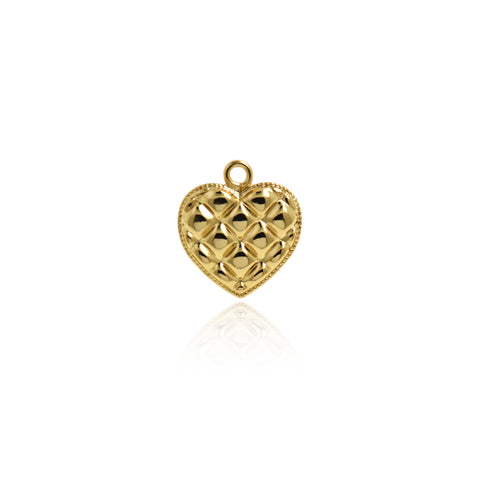 Shiny Minimalist Heart Shaped Waffle Pendant-DIY Jewelry Making Accessories   18x16mm