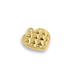 Shiny Minimalist Heart Shaped Waffle Pendant-DIY Jewelry Making Accessories   18x16mm