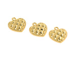 Shiny Minimalist Heart Shaped Waffle Pendant-DIY Jewelry Making Accessories   18x16mm