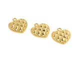 Shiny Minimalist Heart Shaped Waffle Pendant-DIY Jewelry Making Accessories   18x16mm