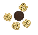 Shiny Minimalist Heart Shaped Waffle Pendant-DIY Jewelry Making Accessories   18x16mm