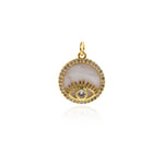 Shiny Round Evil Eye Zircon Pendant-DIY Jewelry Making Accessory    16mm