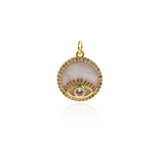 Shiny Round Evil Eye Zircon Pendant-DIY Jewelry Making Accessory    16mm