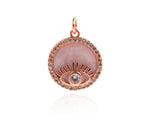 Shiny Round Evil Eye Zircon Pendant-DIY Jewelry Making Accessory    16mm