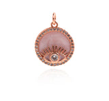Shiny Round Evil Eye Zircon Pendant-DIY Jewelry Making Accessory    16mm