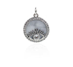 Shiny Round Evil Eye Zircon Pendant-DIY Jewelry Making Accessory    16mm