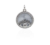Shiny Round Evil Eye Zircon Pendant-DIY Jewelry Making Accessory    16mm
