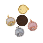 Shiny Round Evil Eye Zircon Pendant-DIY Jewelry Making Accessory    16mm