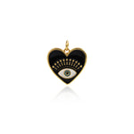 Shiny Enamel Heart Shaped Evil Eye Pendant-DIY Jewelry Making Accessories   20x19mm