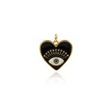Shiny Enamel Heart Shaped Evil Eye Pendant-DIY Jewelry Making Accessories   20x19mm