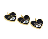 Shiny Enamel Heart Shaped Evil Eye Pendant-DIY Jewelry Making Accessories   20x19mm