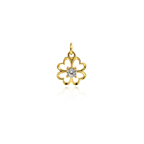 Shiny Four Leaf Clover Zircon Pendant-DIY Jewelry Making Accessories    12x10mm