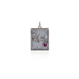 Shiny Enamel MAMA Heart Shaped Zircon Pendant-DIY Jewelry Making Accessories    22.5x16mm