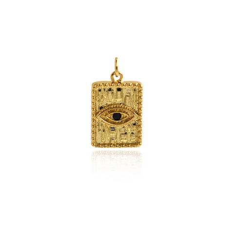 Shiny Rectangle Evil Eye Pendant-DIY Jewelry Making Accessories   20.5x13mm