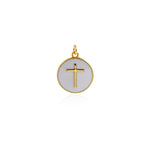 Shiny Round Enamel Cross Pendant-DIY Jewelry Making Accessories   15mm
