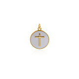 Shiny Round Enamel Cross Pendant-DIY Jewelry Making Accessories   15mm