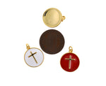 Shiny Round Enamel Cross Pendant-DIY Jewelry Making Accessories   15mm