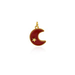 Shiny Round Enamel Moon Pendant-DIY Jewelry Making Accessories   15x11mm