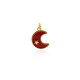 Shiny Round Enamel Moon Pendant-DIY Jewelry Making Accessories   15x11mm
