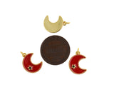 Shiny Round Enamel Moon Pendant-DIY Jewelry Making Accessories   15x11mm