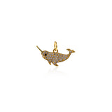 Shiny Micropavé Narwhal Pendant-DIY Jewelry Making Accessories    20.5x10mm