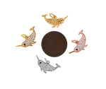 Shiny Micropavé Narwhal Pendant-DIY Jewelry Making Accessories    20.5x10mm