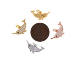 Shiny Micropavé Narwhal Pendant-DIY Jewelry Making Accessories    20.5x10mm