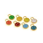 Shiny Round Enamel Smiley Pendant-DIY Jewelry Making Accessories   8mm