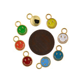 Shiny Round Enamel Smiley Pendant-DIY Jewelry Making Accessories   8mm