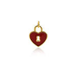 Shiny Heart Shaped Enamel Lock Pendant-DIY Jewelry Making Accessories   16x13.5mm