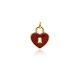 Shiny Heart Shaped Enamel Lock Pendant-DIY Jewelry Making Accessories   16x13.5mm