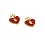 Shiny Heart Shaped Enamel Lock Pendant-DIY Jewelry Making Accessories   16x13.5mm