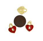 Shiny Heart Shaped Enamel Lock Pendant-DIY Jewelry Making Accessories   16x13.5mm