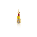 Shiny Micropavé Lipstick Pendant-DIY Jewelry Making Accessories    15x5mm