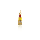 Shiny Micropavé Lipstick Pendant-DIY Jewelry Making Accessories    15x5mm