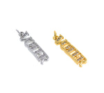 Shiny Micropavé VOIER Pendant-DIY Jewelry Making Accessories   22x5.5mm