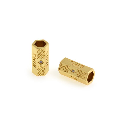 North Star on Hexagon Beads Loose Tube Spacers for Jewelry Making 21x10mm